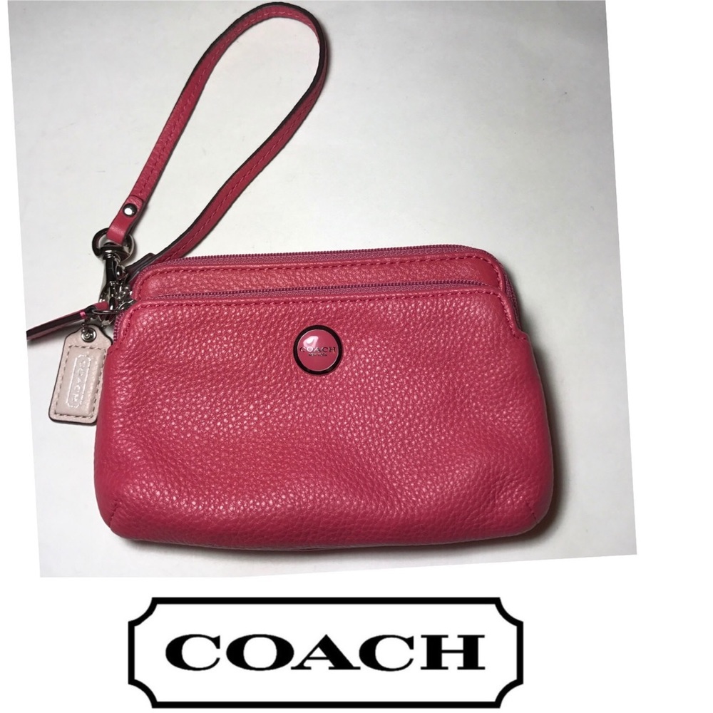 COACH PINK LEATHER WRISTLET WALLET CLUTCH BAG